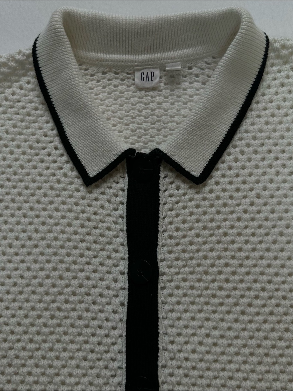GAP Cream Knit Cardigan with Black Trim
